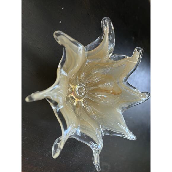 Murano Glass Bowl Dish Vintage Mid Century Modern, Amber Brown, Blown Italy - Picture 10 of 11